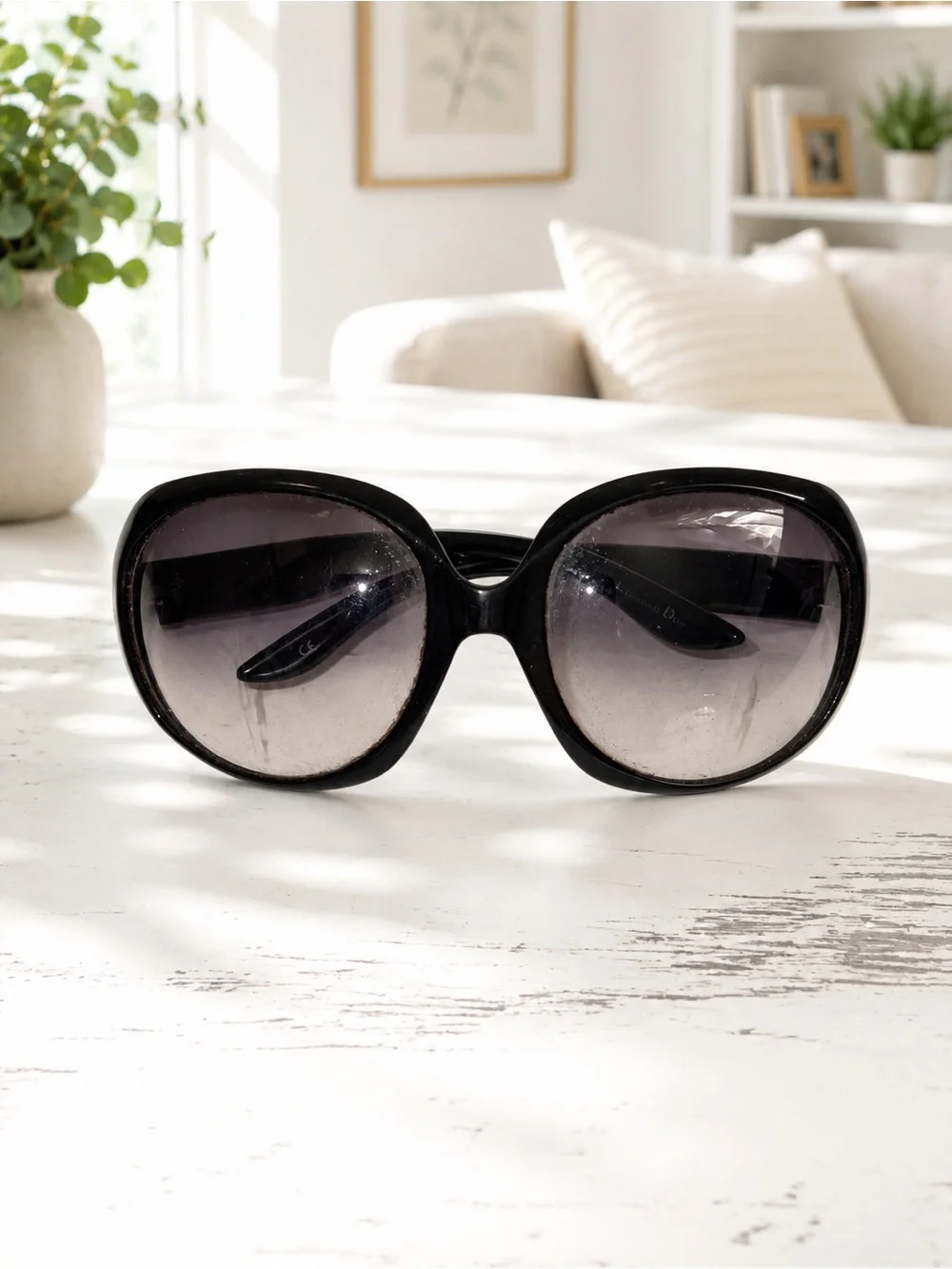 Dior Black Sunglasses with Silver Logo Temples
